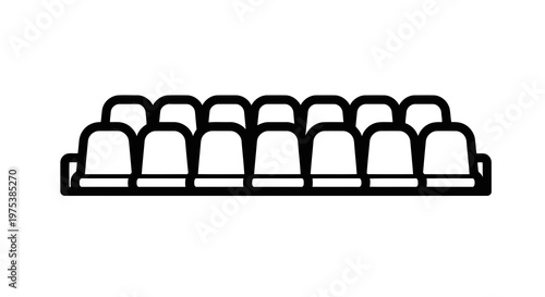 A simple line drawing of a tray holding eight rounded containers on a plain white background.