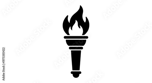 A simple black torch icon on a white background is displayed.