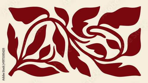 Vibrant botanical art background vector illustration features lush leaves and flowers