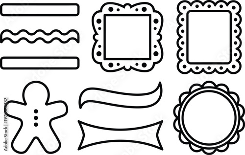 Vector of a variety of cookie cutter shapes and designs for baking