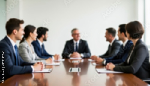 Meeting of Minds: An image capturing a business meeting, with a group of professionals seated around a table engaged in discussion and collaboration.