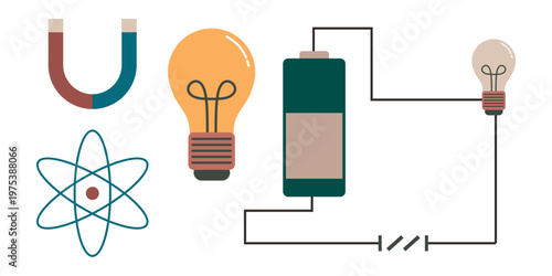 Electromagnetism Circuit Physics Concept Flat Vector