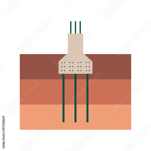 Deep Foundation Pile Structural Stability Flat Vector