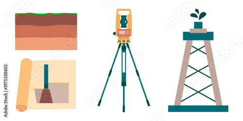 Geotechnical Site Investigation Soil Drilling Vector