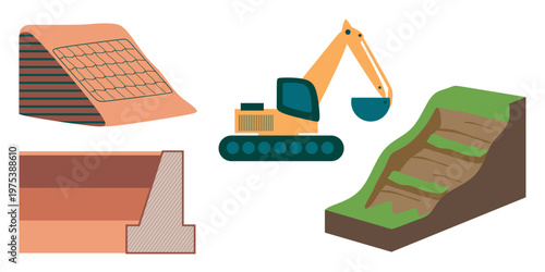 Slope Stability Landslide Prevention Diagram Vector