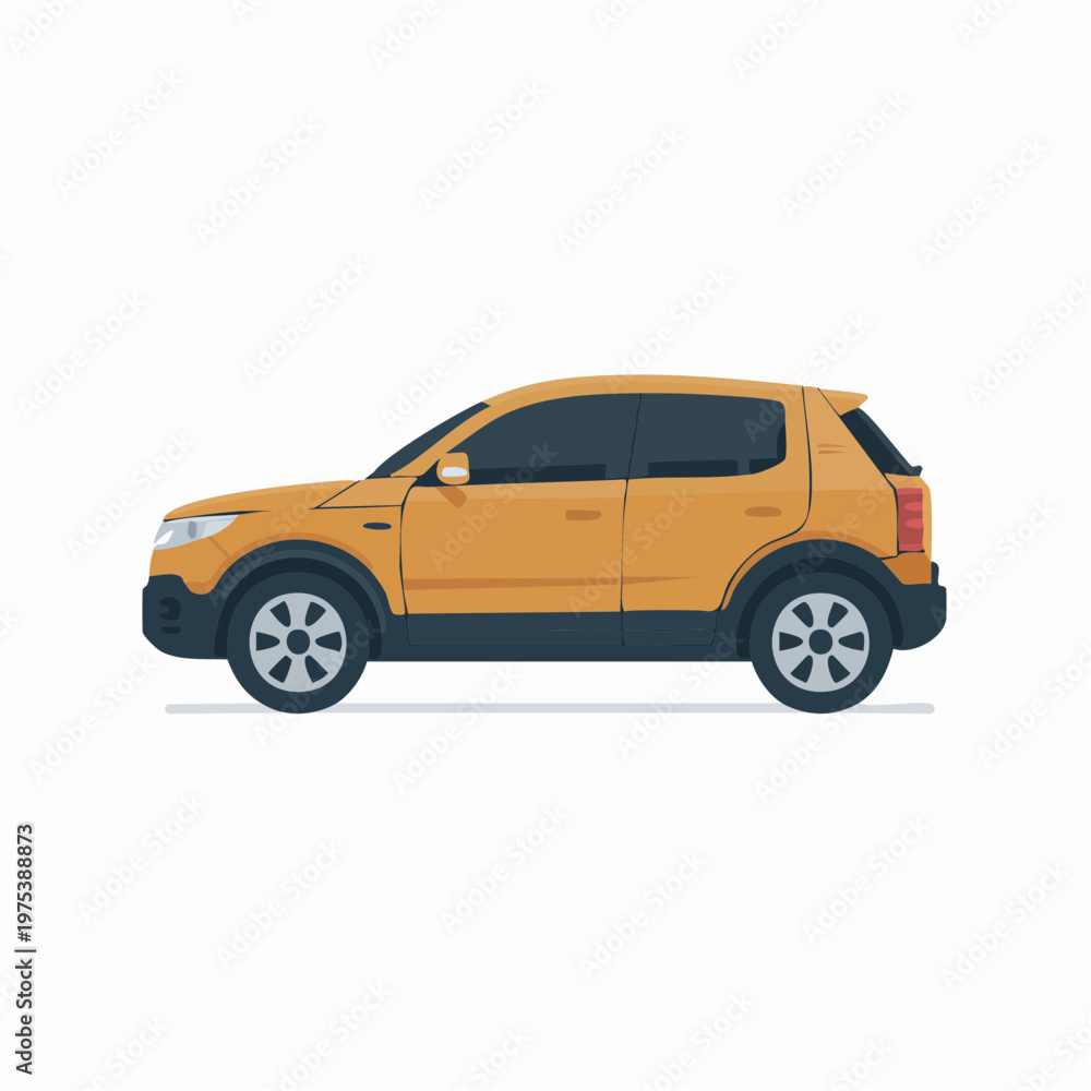 Fototapeta premium Side view of a yellow SUV car.