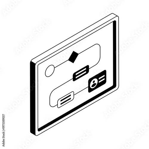 Isometric style icon depicting workflow process 
