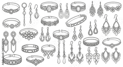 Elegant Jewelry Collection - Bracelets and Earrings in Exquisite Detail.