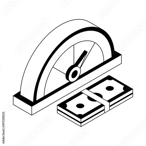An icon showing credit score in isometric style