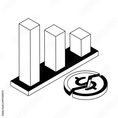 Isometric style icon depicting market crash scenario
