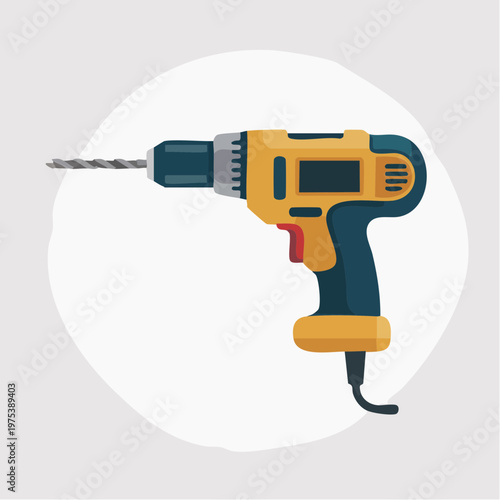 Electric drill on a white background.