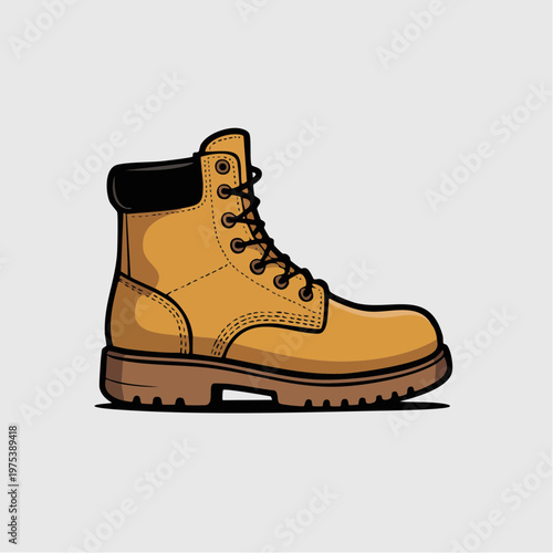 A cartoon illustration of a brown work boot.
