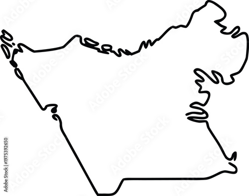 Middle east continent political outline vector map illustration isolated on transparent background.