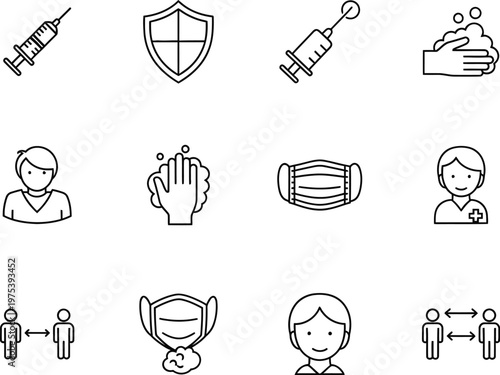 Medical Healthcare Insurance Icons for International Nurses Day Celebration