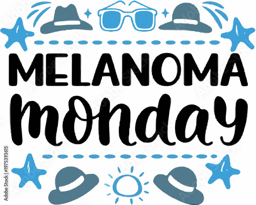 Melanoma Monday Awareness Vector Art, Skin Cancer Prevention Isolated on White