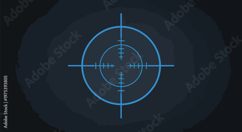 Abstract Blue Crosshair Target On Dark Background Isolated Object