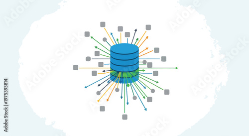 Abstract Blue Database Server Infographic Illustration Flowing Data