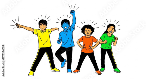 Excited Diverse Children Celebrating Together.