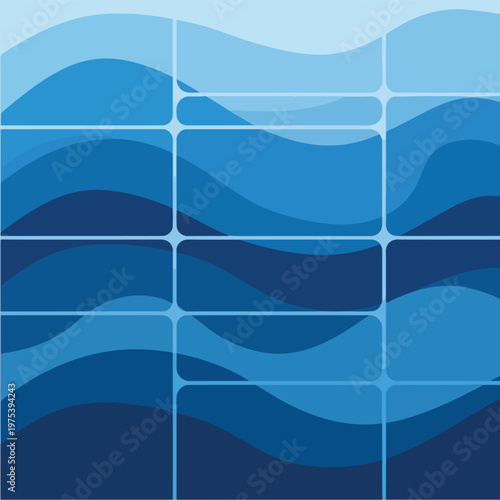 Abstract Blue Wavy Backgrou...