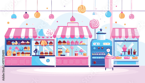 vector Charming Candy Store Display with Sweet Treats and Confections