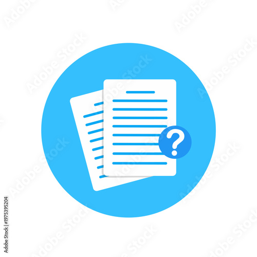 File Document with Question Mark Icon, Help Support, Unknown Information, FAQ Concept