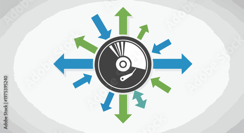 Abstract Hard Drive Icon With Outward Arrows Flat Design Vector