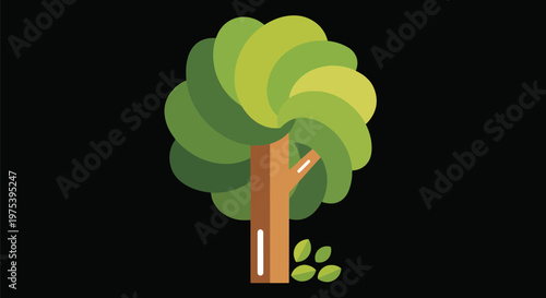 Abstract Green Tree Flat De...