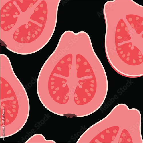 Abstract Pink Guava Halves ...