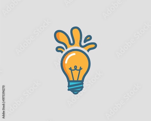 Creative Splash of Light Bulb Idea in Graphic Design, Bright Colors, Modern Conceptual Artwork