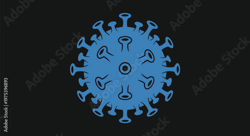Blue Coronavirus Flat Design Isolated Object On Black Background