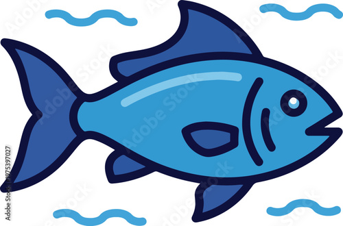 Blue Fish Flat Vector Icon ...