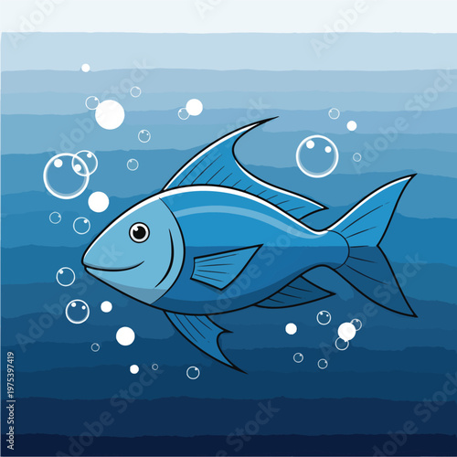 Blue Fish Under Water With ...