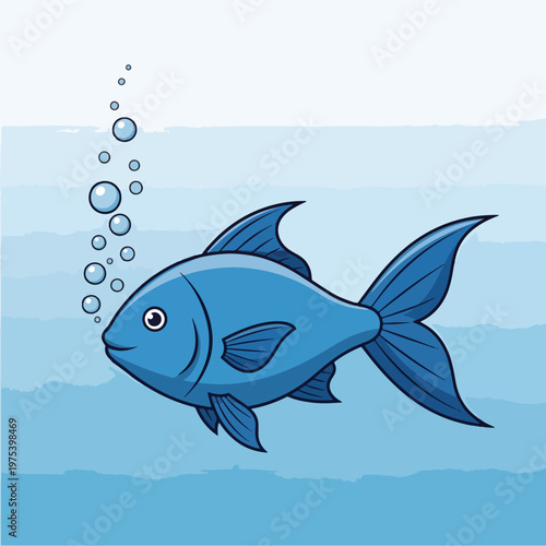 Blue Pixel Art Fish Swimmin...