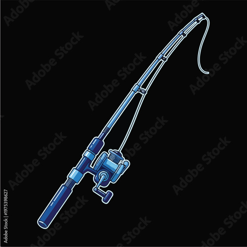 Blue Pixel Art Fishing Rod ...