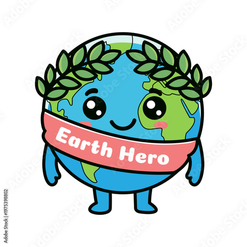 Cute Happy Earth Globe Character Sticker earth hero banner