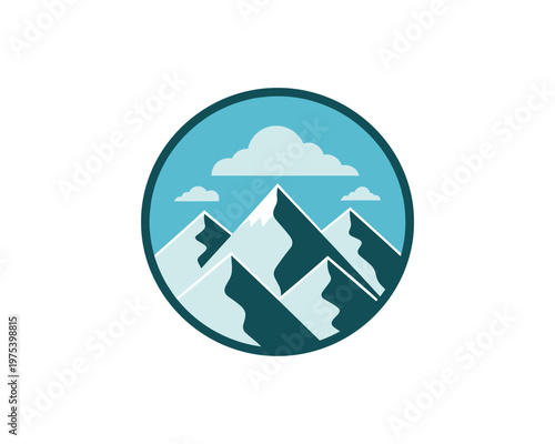 Mountain Peaks Illustration, Nature Landscape, Vibrant Colors, Scenic View, Graphic Design