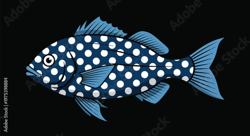Blue Polka Dot Fish Illustr...
