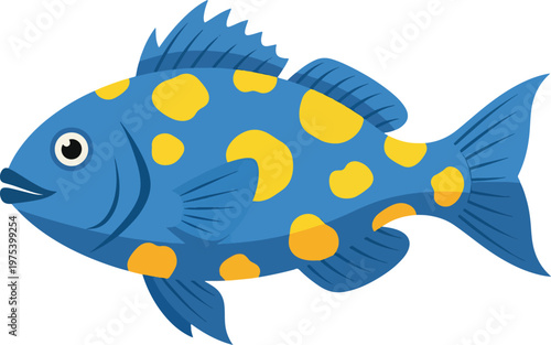 Blue Tropical Fish With Yel...
