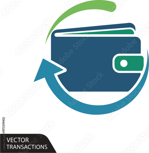 Blue Wallet With Green Arro...