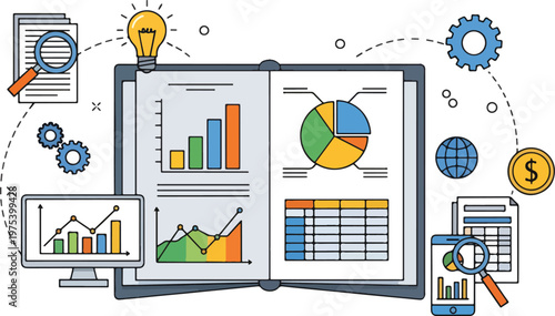 Business Analytics Data Strategy Idea Growth Charts Vector Illustration