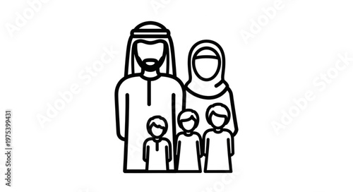 Family Portrait - Traditional Arab Family in Cultural Attire.