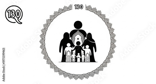 Family portrait with a floral frame, representing togetherness and unity.