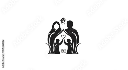 Family silhouette logo representing love, unity, and togetherness in a home.