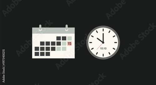 Calendar And Clock Icons On...