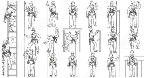 Firefighters in Action - Climbing Ladders and Performing Rescue Operations.