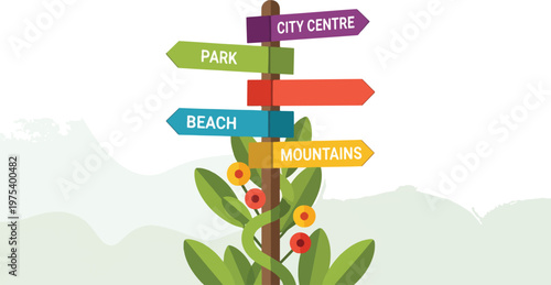 Colorful Directional Signpo...