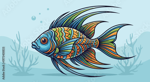 Colorful Pixel Art Fish Und...