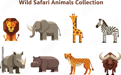 Wild Safari Animals Collection featuring Lions Elephants Zebras Rhinos Hippos Cheetahs and Buffalo