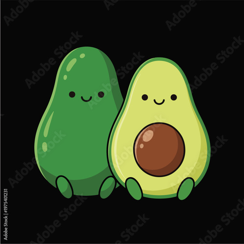 Cute Avocado Character Pair...