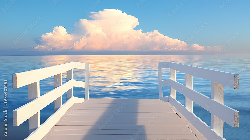 Obraz premium Serene Sunrise over the Ocean Pier